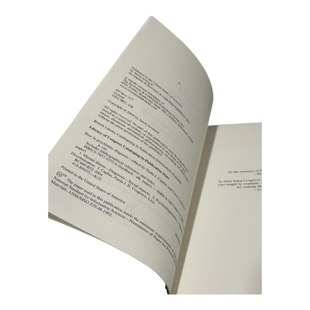 Bias in Psychiatric Diagnosis Paula J. Caplan Lisa Cosgrove Paperback Book - Picture 3 of 9